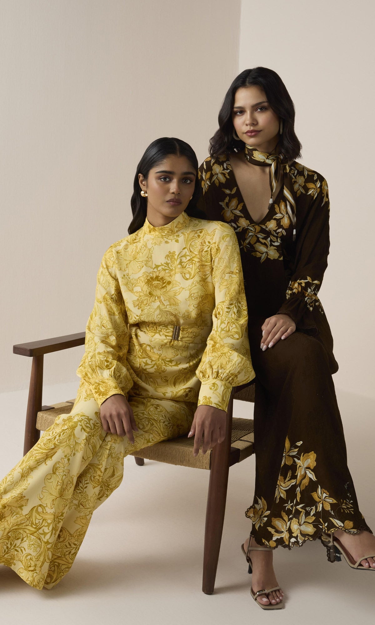 Hemant And Nandita | Zar Viscose Heavy Crepe Wide Leg Pants | Yellow