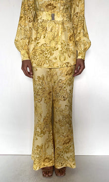 Hemant And Nandita | Zar Viscose Heavy Crepe Wide Leg Pants | Yellow