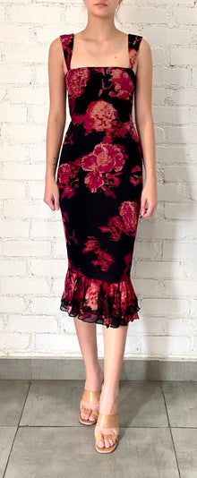 Hemant & Nandita | Zina Smocked Midi Dress | Red
