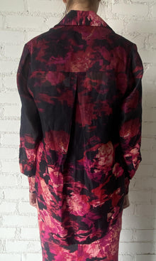 Hemant And Nandita | Zina Viscose Georgette Jacquard Shirt | Black Magenta