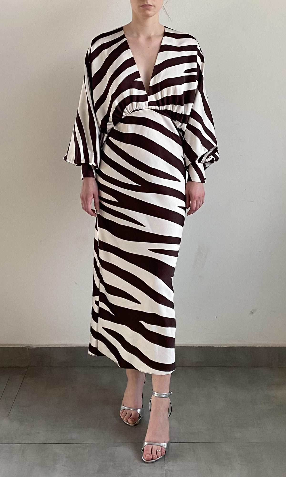 Womens | Zuba Poly Double Satin Long Dress | Black White