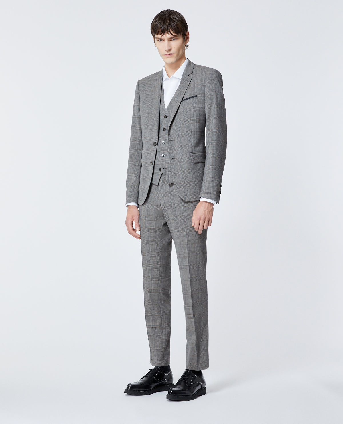 Prince Of Wales Gray Suit Pants | Men | Grey x Brown