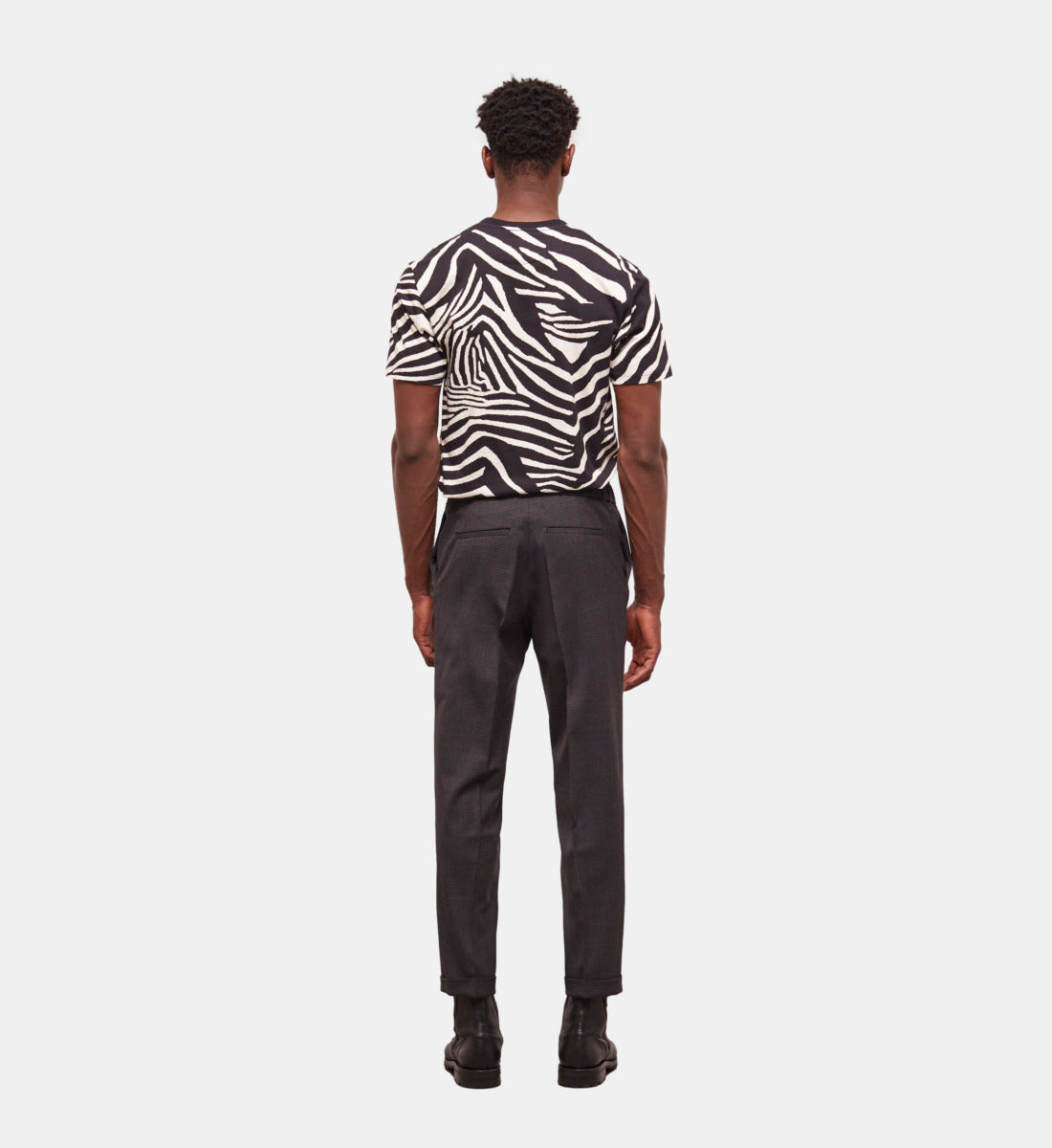 Houndstooth Wool Suit Pants | Men | Black Grey