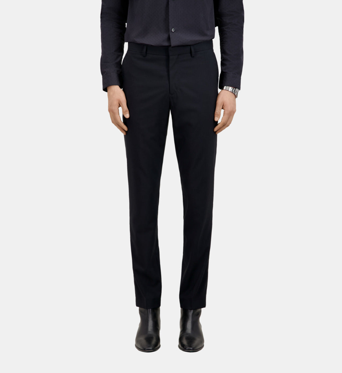 Prince Of Wales Blue Wool Suit Trousers | Men | Dark Navy