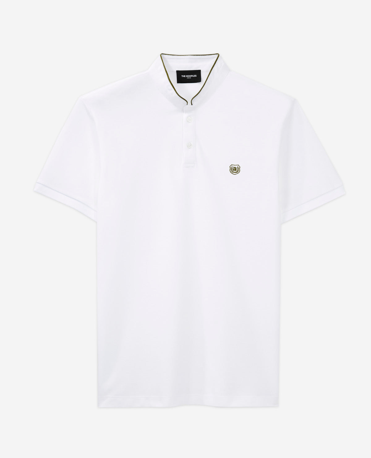 Embroidered Polo W/ Officer Collar | Men | White x Green