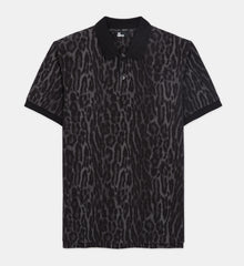 Classic Leopard Print Polo | Men | Black