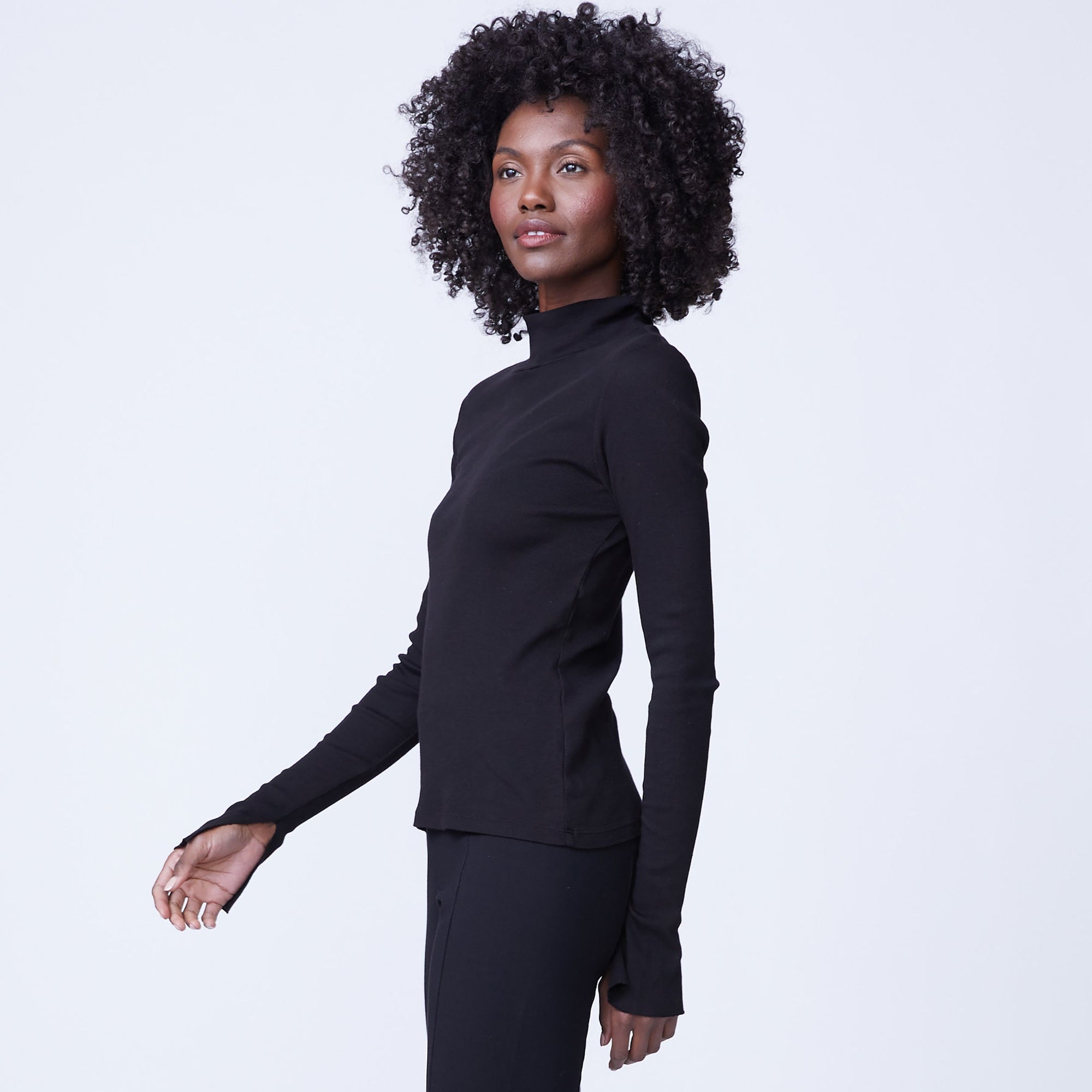 Heather Rib Turtleneck | Women | Black