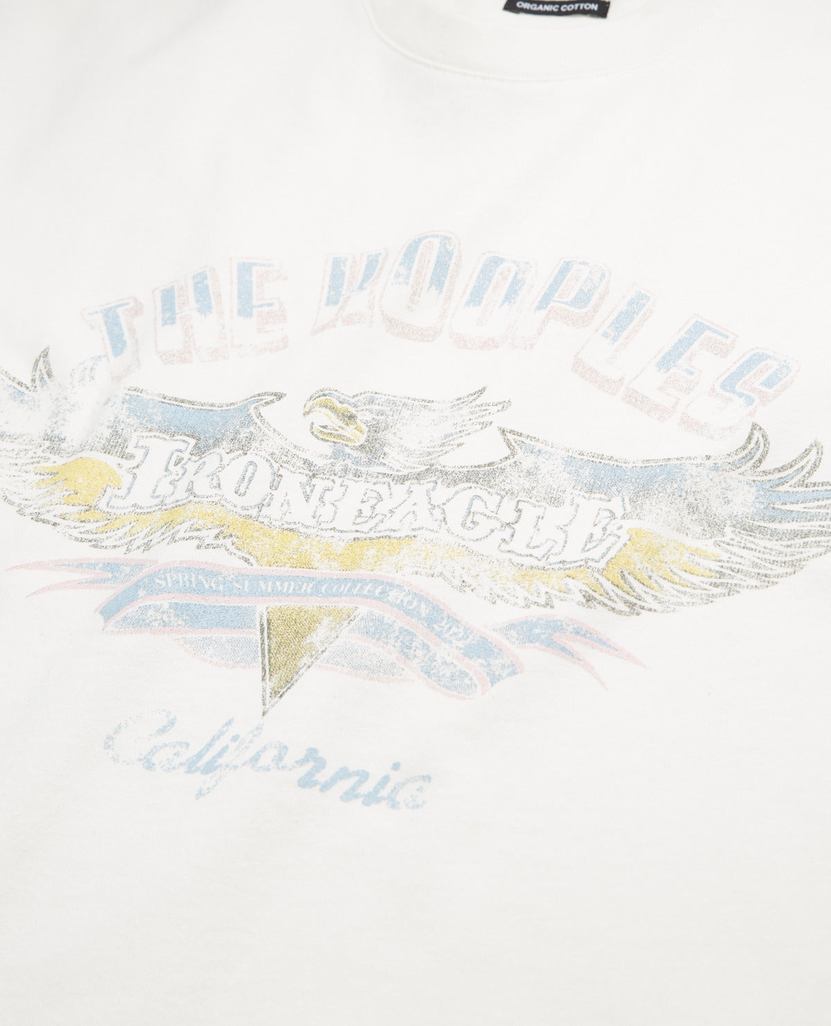 Faded Crew Neck T-Shirt With Eagle Print | Men | Ecru