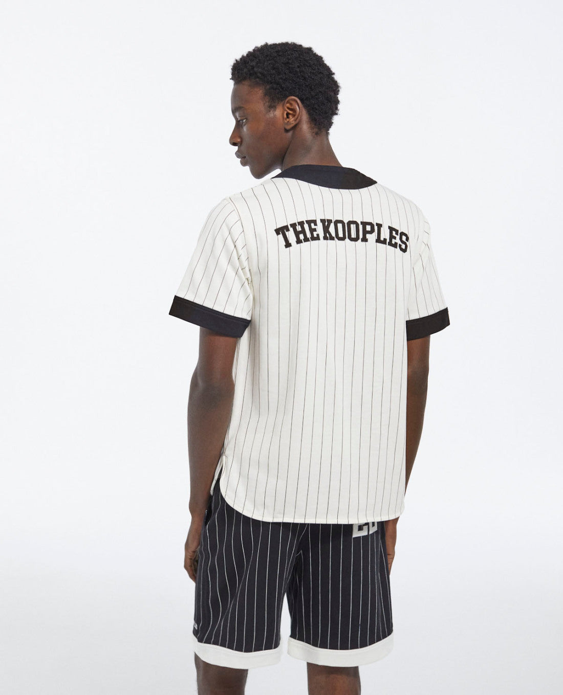 Cotton Jersey Striped Baseball Shirt | Men | Ecru