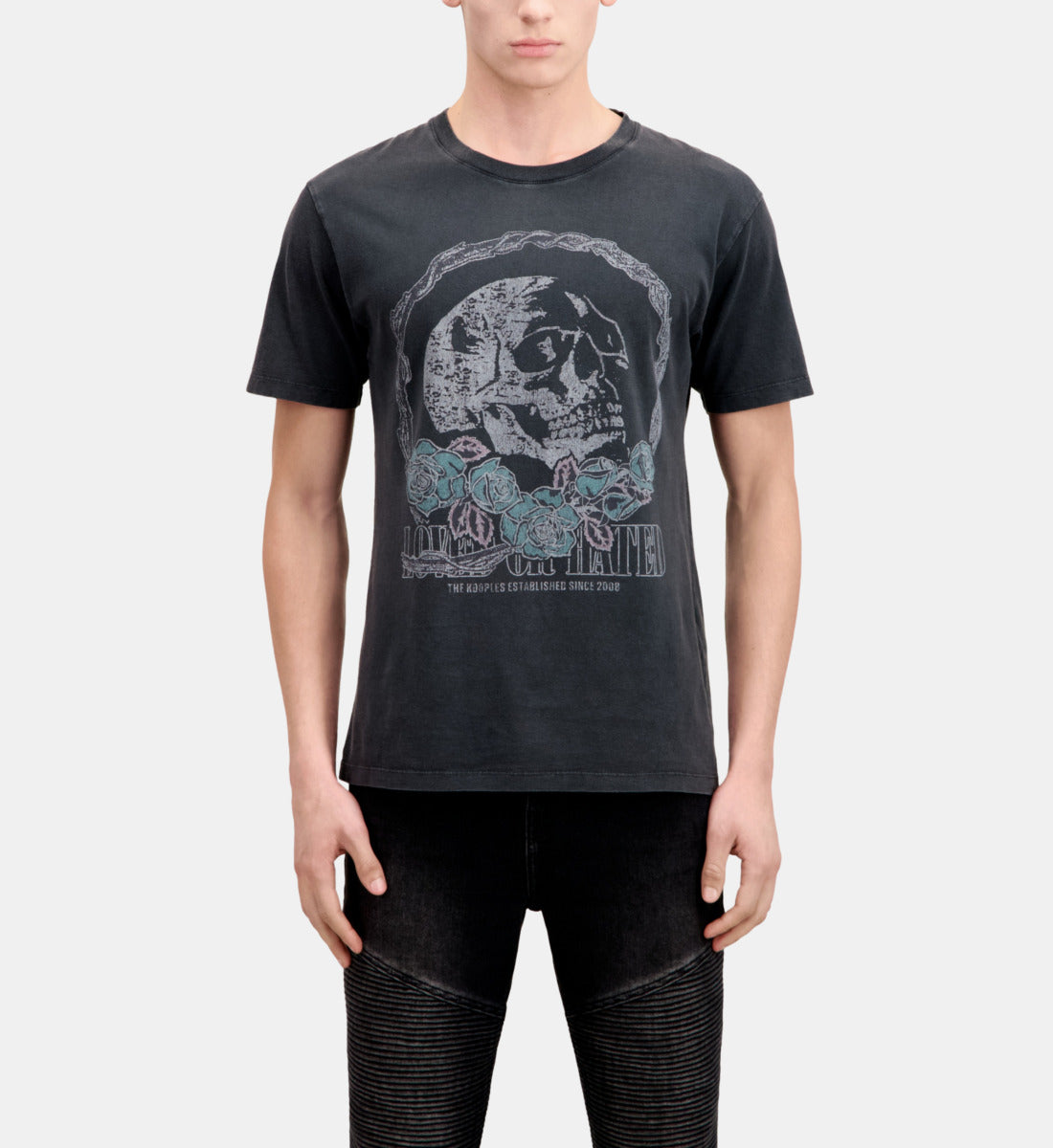 T-Shirt With Vintage Skull Serigraphy | Men | Black Washed