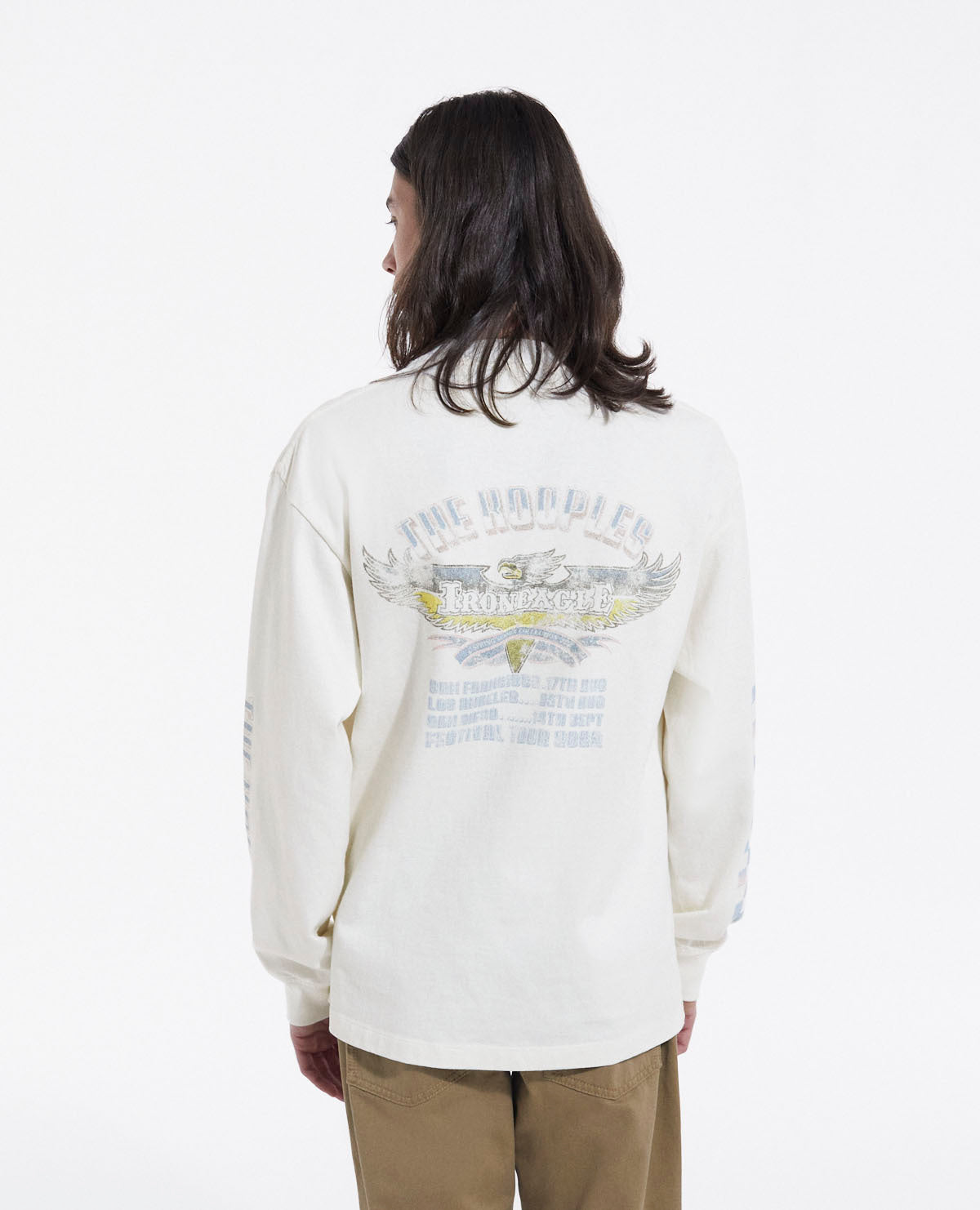 White Cotton Printed T-Shirt W/ Long Sleeves | Men | Ecru