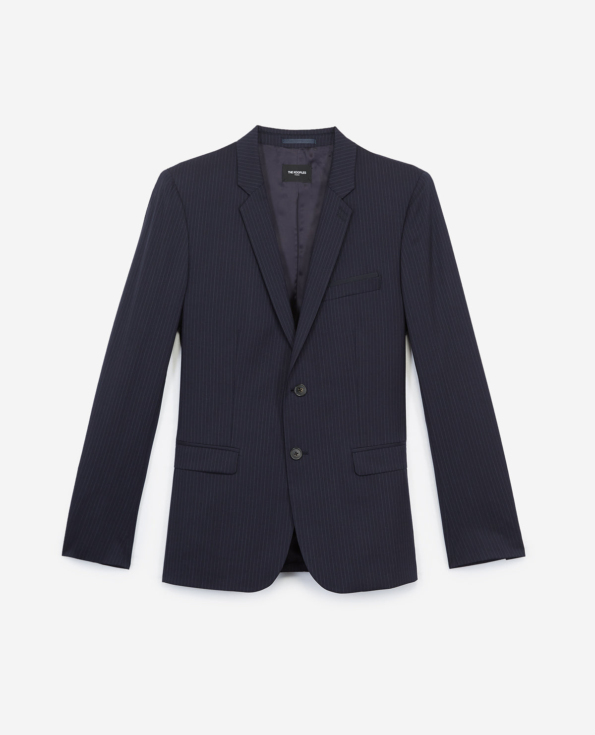 Blue Wool Formal Jacket With Stripes | Men | Navy