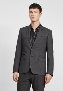 Slim-Fit Gray Jacket In Micro-Check Wool | Men | Anthracite