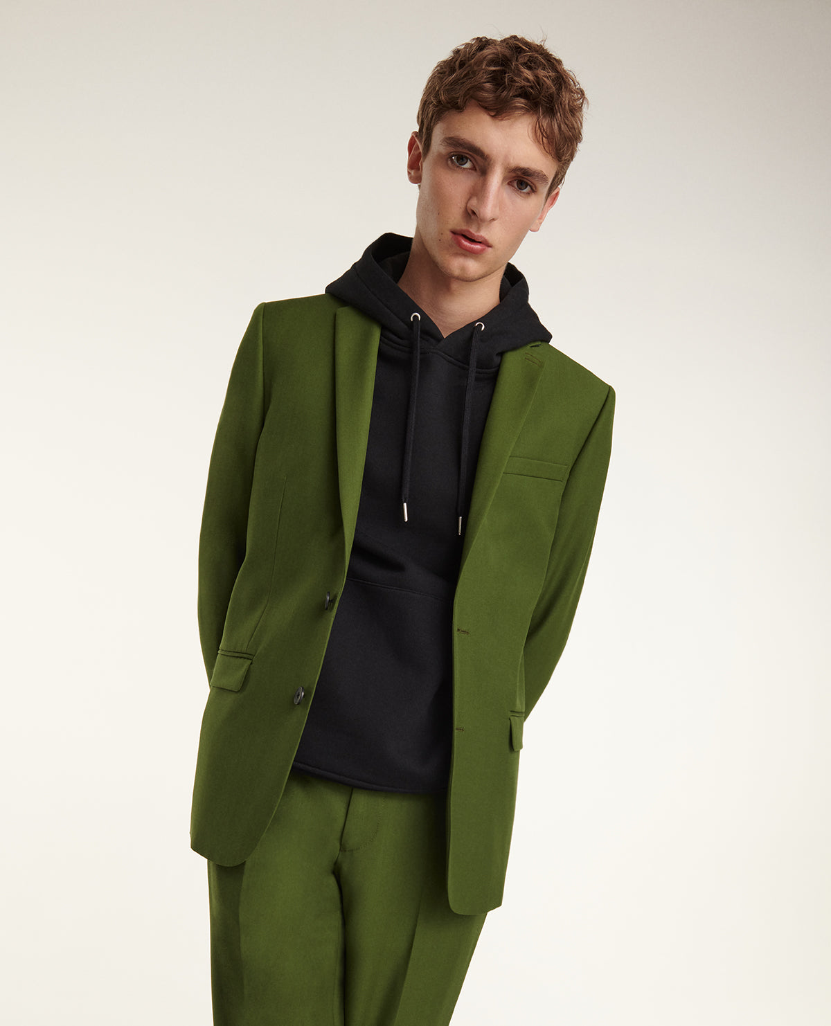 Green Wool Suit Jacket | Men | Khaki