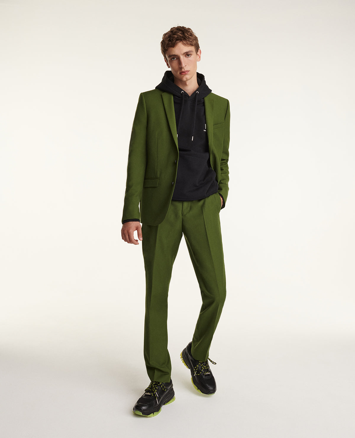 Green Wool Suit Jacket | Men | Khaki