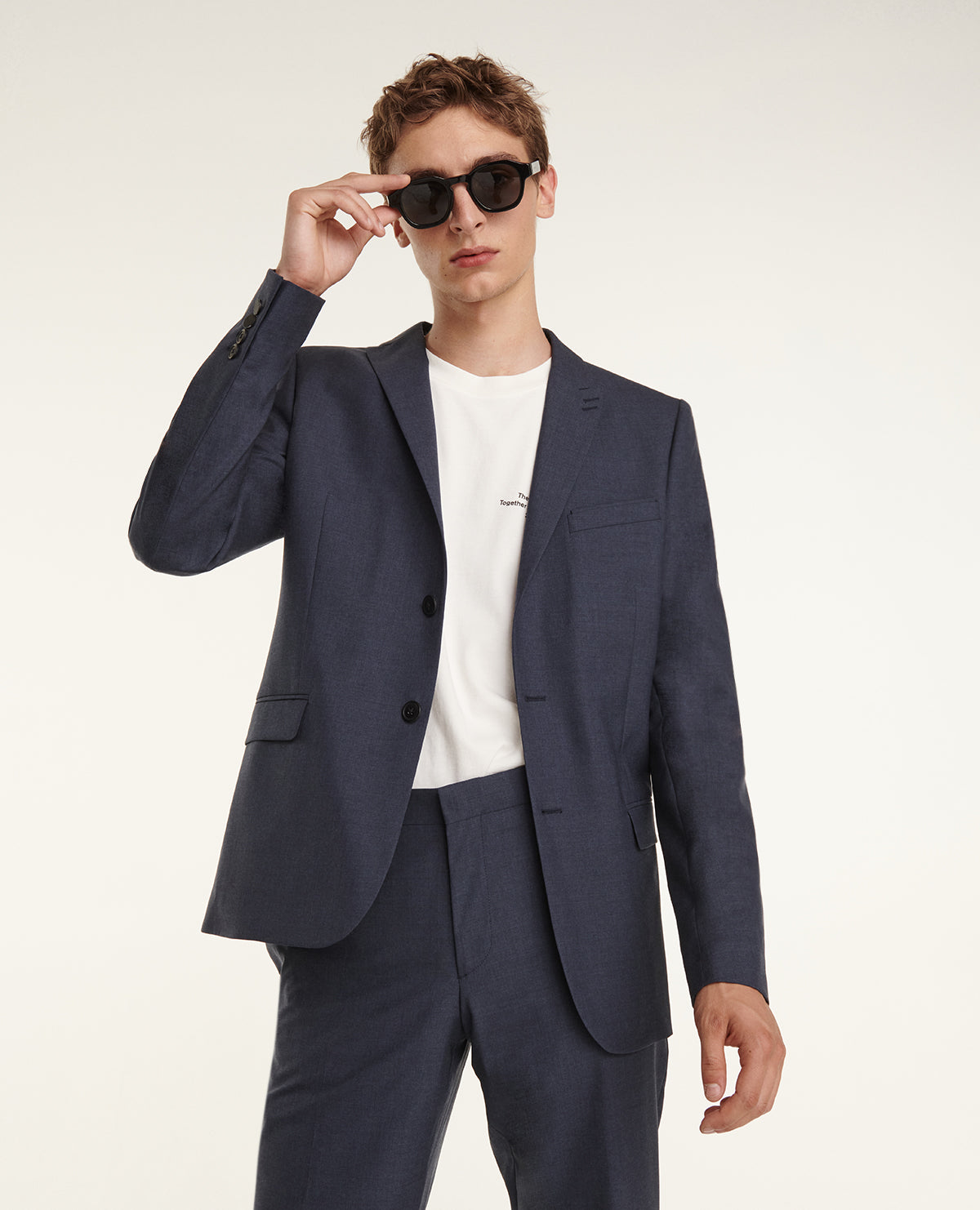 Slate Blue Wool Suit Jacket | Men | Navy