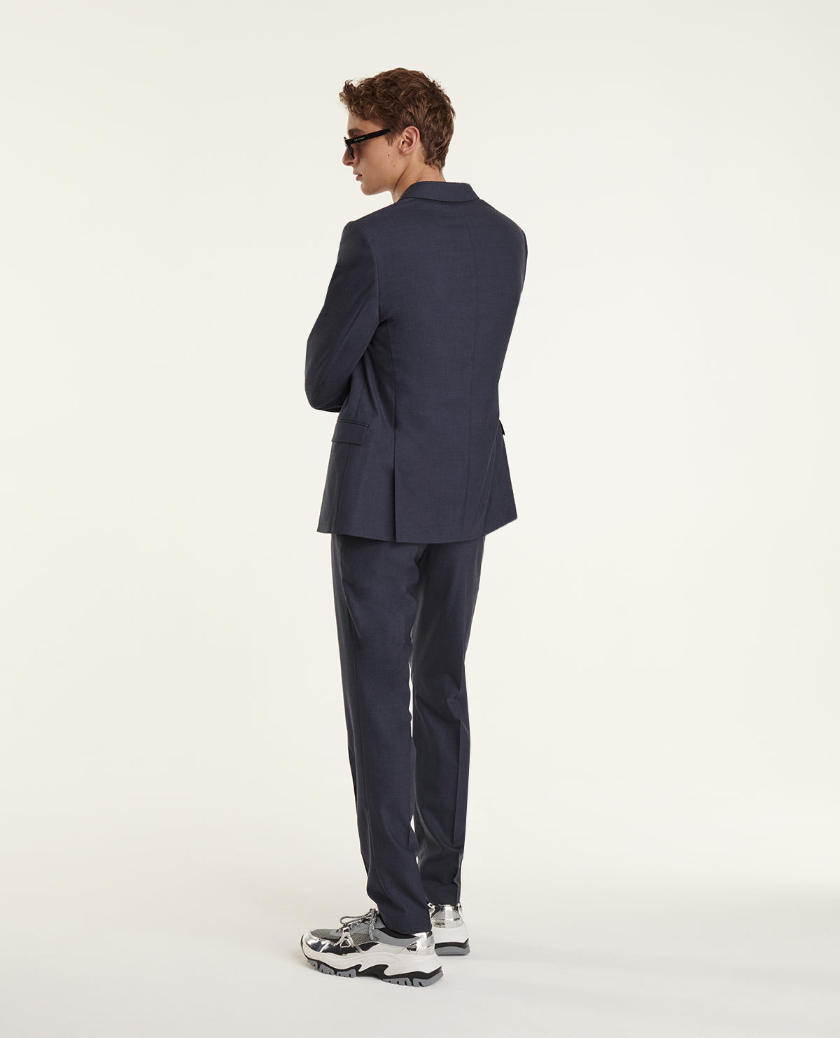 Slate Blue Wool Suit Jacket | Men | Navy