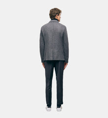 Gray Patterned Wool Jacket | Men | Grey