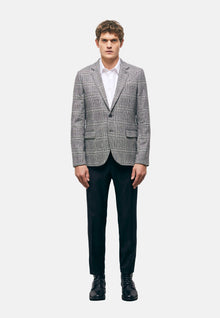 Wool Suit Jacket With Check Motif | Men | Black x White