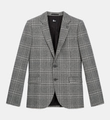 Wool Suit Jacket With Check Motif | Men | Black x White