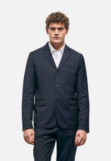 Wool Suit Jacket With Check Motif | Men | Navy x White