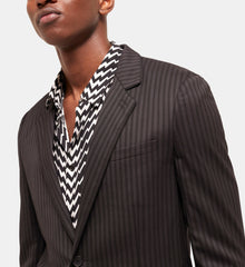 Striped Wool Suit Jacket | Men | Black Grey