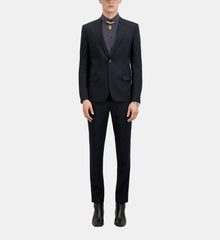 Blue Wool Prince Of Wales Suit Blazer | Men | Dark Navy