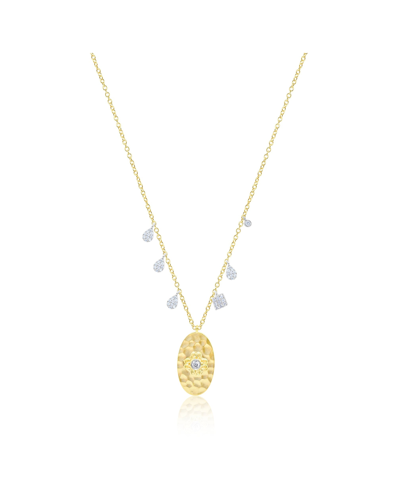 Hammered Floral Motif Necklace | Yellow Gold