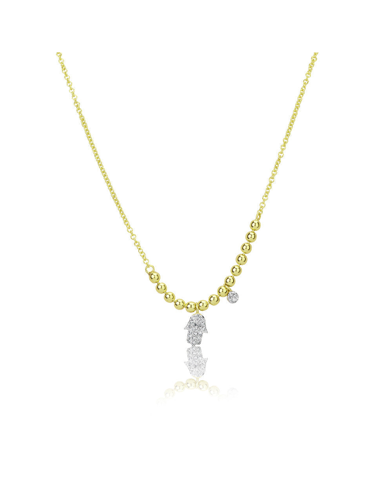 Hamsa Spot Chain Necklace | Yellow Gold