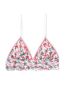 Signature Lace Padded Bralette | Candy Cane Delight (White)
