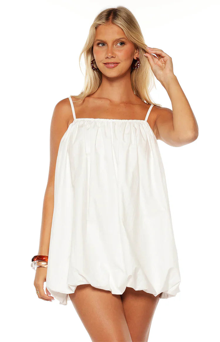 Harles Bubble Hem Mini Dress | White