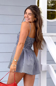 Heidi Playsuit | Navy Gingham