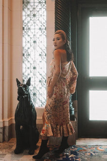 Hemant & Nandita | Veena Floral Midi Dress | Nude