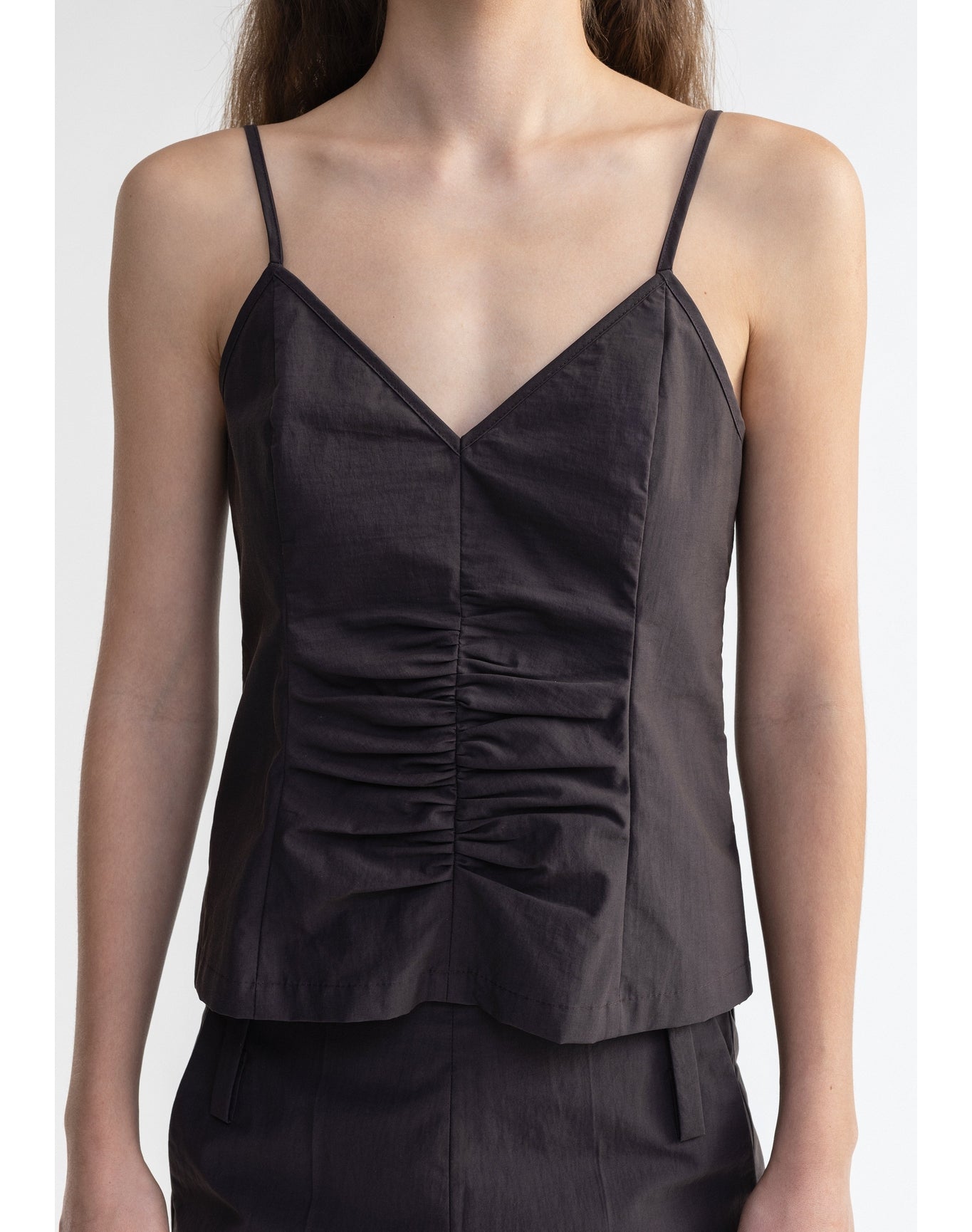 Henny | Poplin Ruched Cami Top | Storm