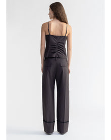 Henny | Poplin Ruched Cami Top | Storm