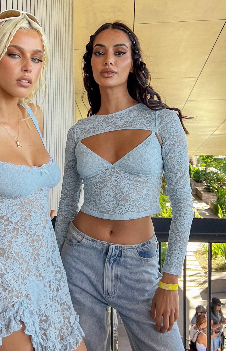 Here With Me Lace Cami and Shrug Set | Blue