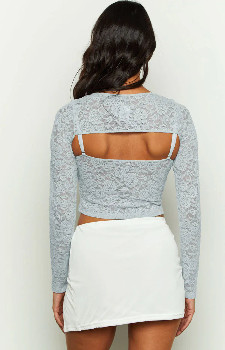 Here With Me Lace Cami and Shrug Set | Blue
