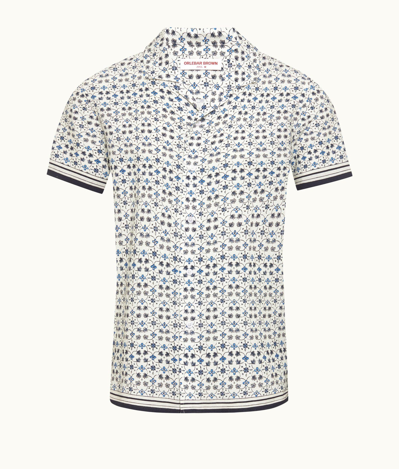 Hibbert Fiore Print Classic Fit Capri Collar Shirt | Cashew
