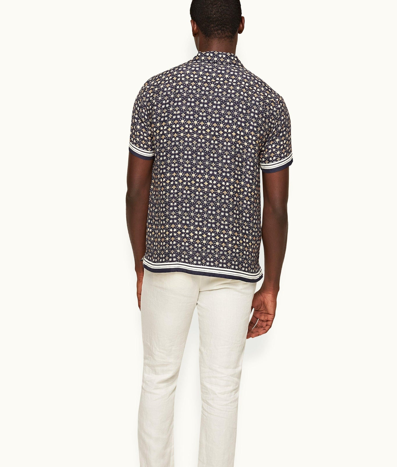 Hibbert Fiore Print Classic Fit Capri Collar Shirt | Night Iris