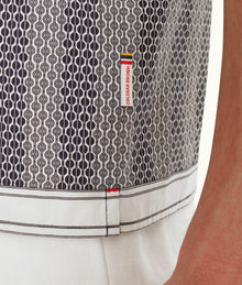 Hibbert Rills Print Classic Fit Capri Collar Cotton Shirt | Night Iris/White Sand