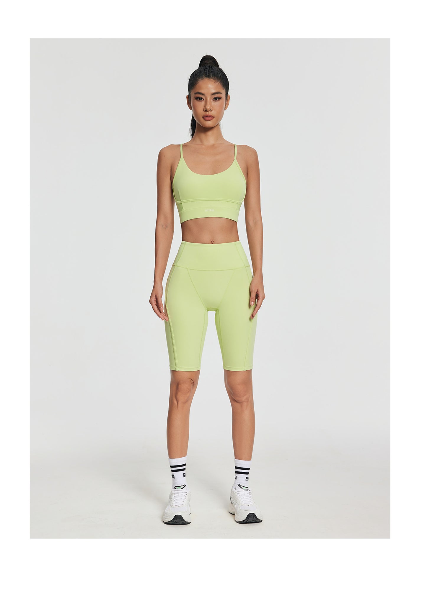 High-Waisted Performance Biker Shorts | Cool Matcha