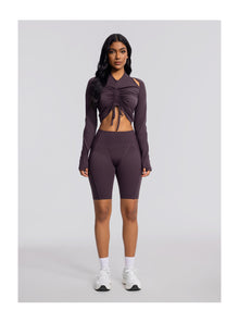 High-Waisted Performance Biker Shorts | Midnight Plum