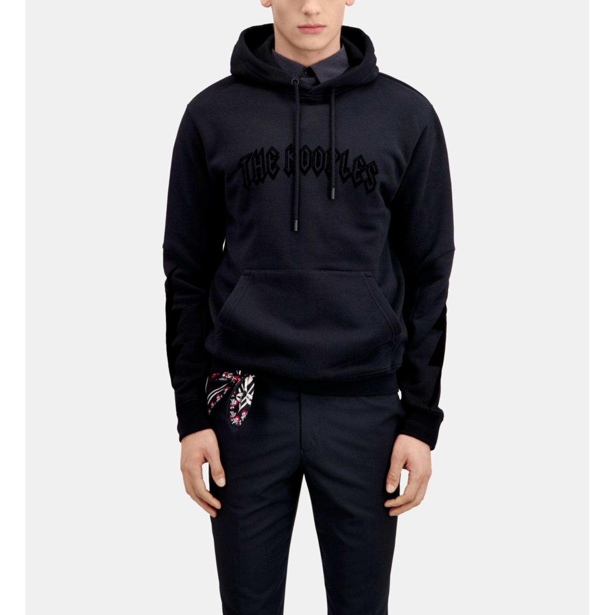 Hoodie With Flocking | Men | Black