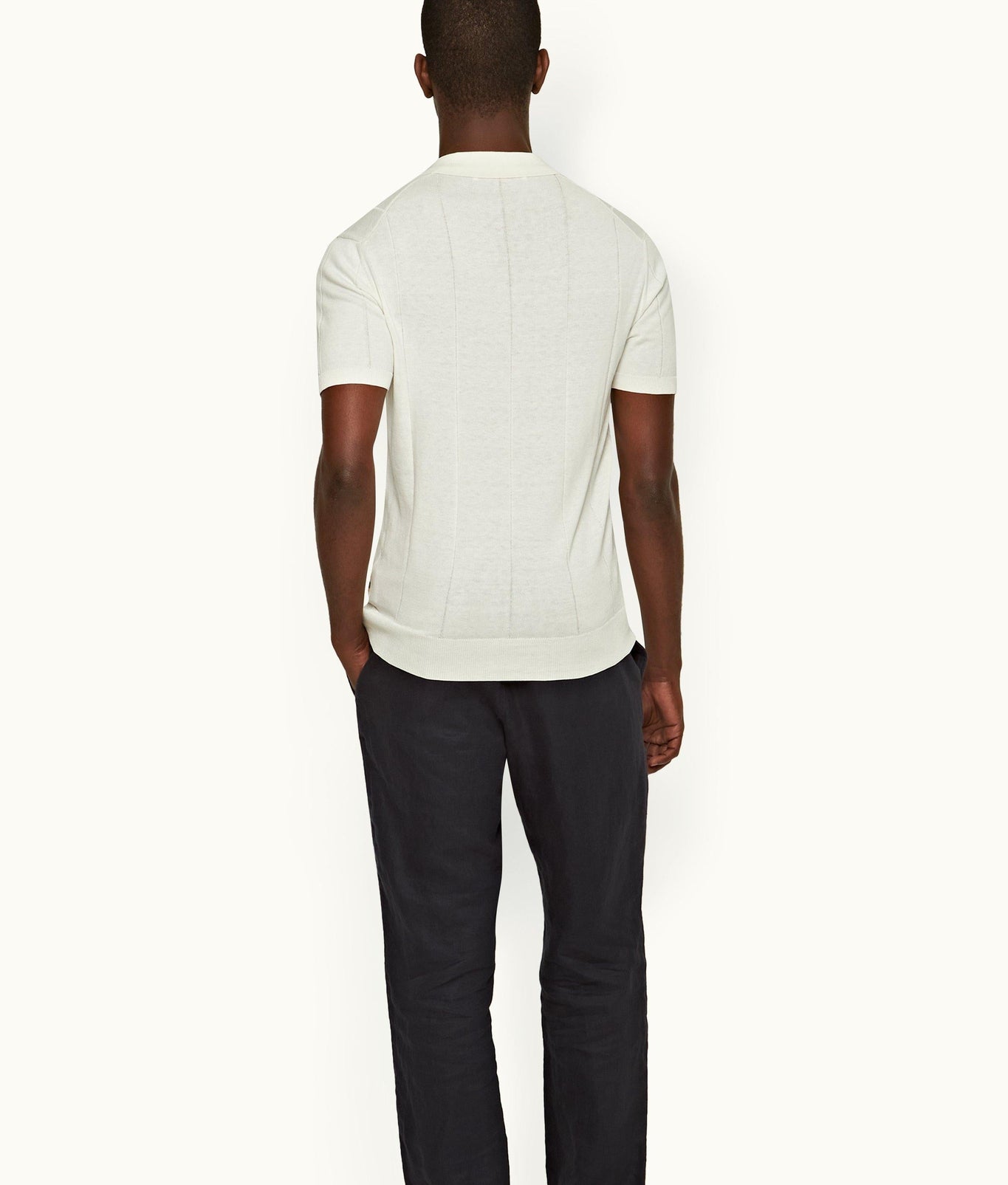 Horton Cotton Silk Tailored Fit Silk-Cotton Polo Shirt | White Sand