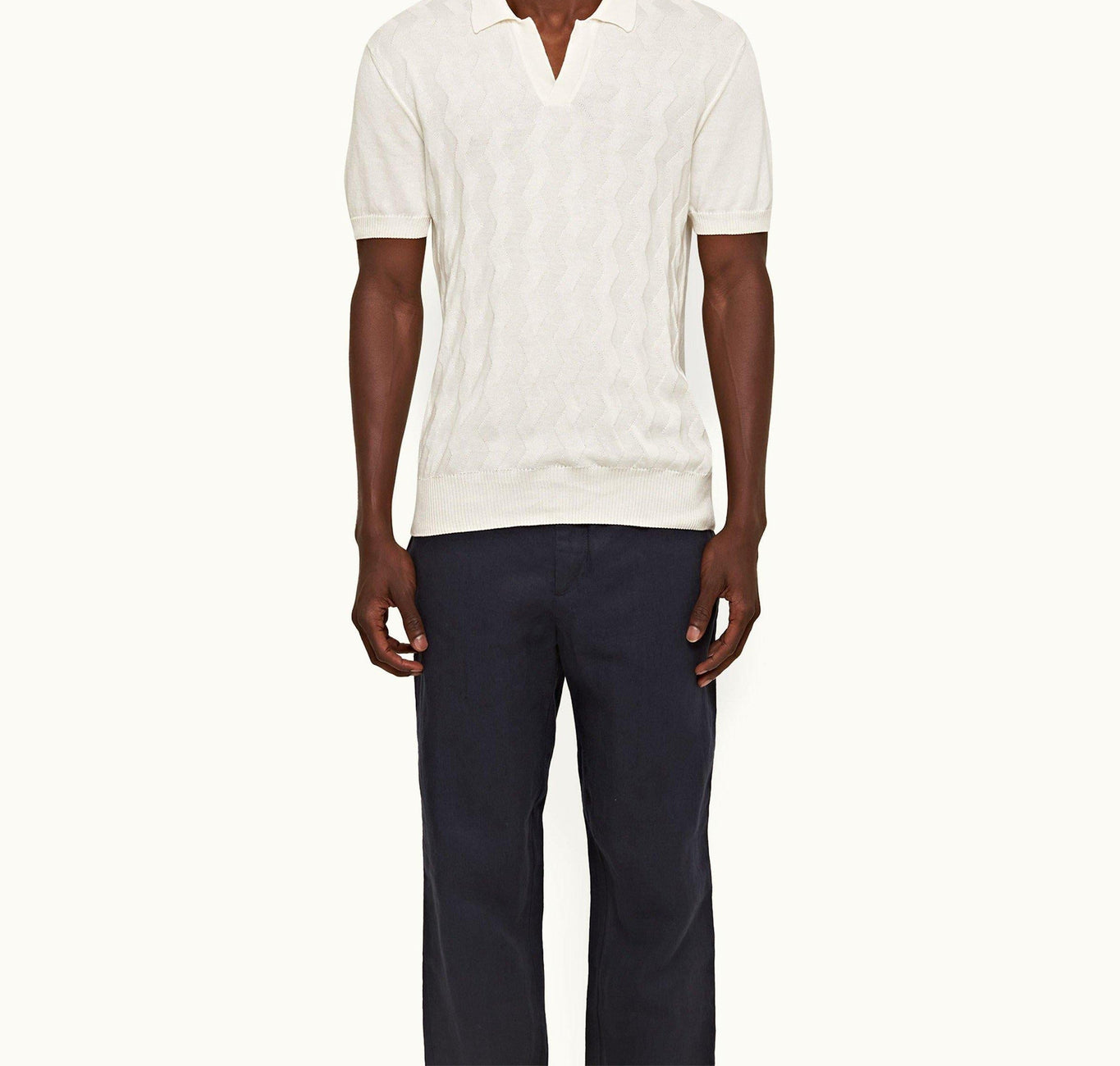 Horton Silk Tailored Fit Silk-Cotton Chevron Polo Shirt | Sea Mist