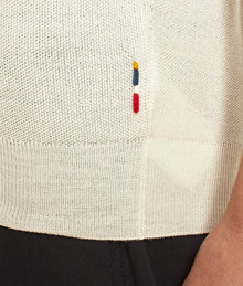 Horton Tailored Fit Chevron Tipping Merino Polo Shirt | White Sand/Night Iris