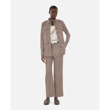 Houndstooth Straight-Leg Trousers | Women | Beige x Brown