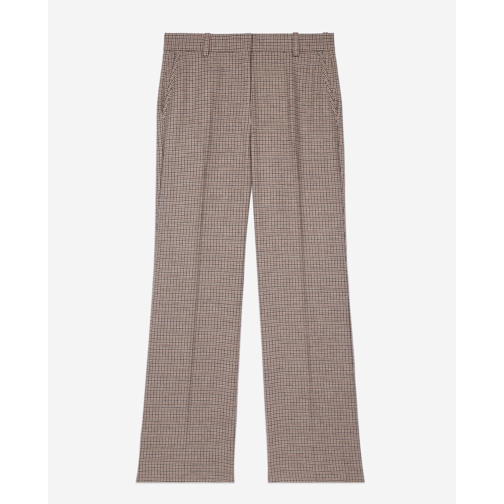 Houndstooth Straight-Leg Trousers | Women | Beige x Brown