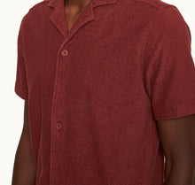 Howell Relaxed Fit Capri Collar Cotton Towelling Shirt | Copper Red