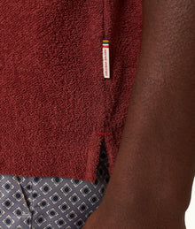 Howell Relaxed Fit Capri Collar Cotton Towelling Shirt | Copper Red